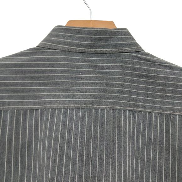 Hugo Boss Shirt Mens Large Gray Cotton Striped Long Sleeve Button Up Work Office - Picture 6 of 12